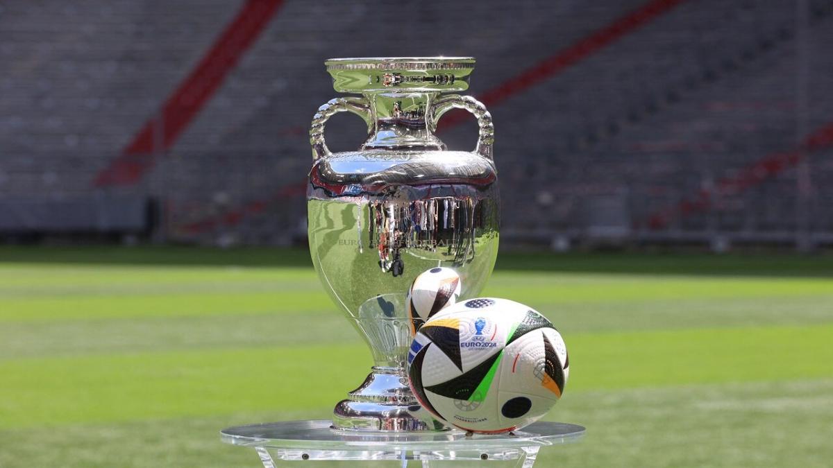 Euro 2024 trophy and ball